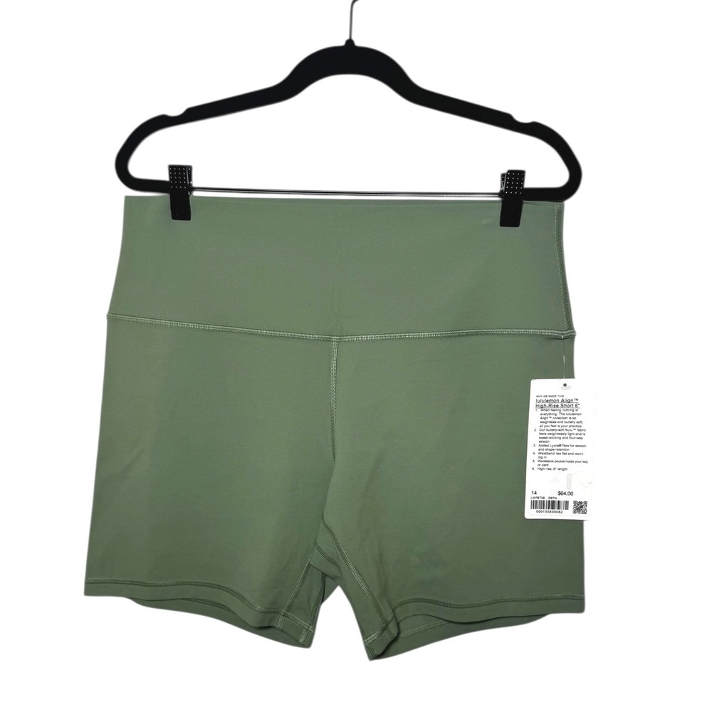 Lululemon Align High-Rise Short 6" DSTN Green Nulu LW7BT3S Size 14 NWT